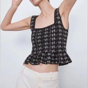 Zara Tweed Peplum Top